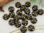2-Hole Matte Black Gold Wash Swirls - Czech Coin - 8mm - 10pcs
