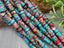 Red Fuchsia & Turquoise - Cylinder Rondelle Mix - 8" Str.