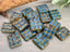 Rustic Denim - Copper Wash Czech Square Grid Beads - 13mm - 5pcs