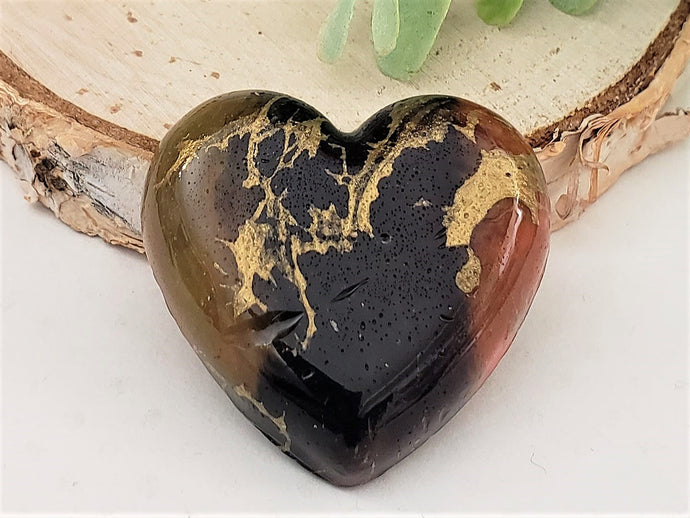 Burnt Caramel Handcrafted Heart Cabochons