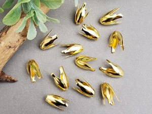 4 Point Gold Tone Bendable Bead Cone - 12mm - 20pcs