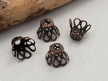 Load image into Gallery viewer, Antique Copper Iron Filigree Flower Caps Cones - Assort Sizes Avail
