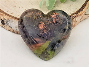 Copper Olive Splash Handcrafted Heart Cabochons