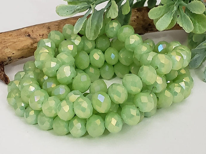 Mystic Chartreuse - Super Shine Faceted Crystals  - 8x6mm - 16