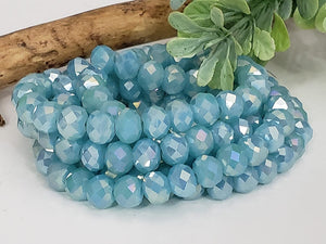 Mystic Sky Blue - Super Shine Faceted Crystals  - 8x6mm - 16" Strand