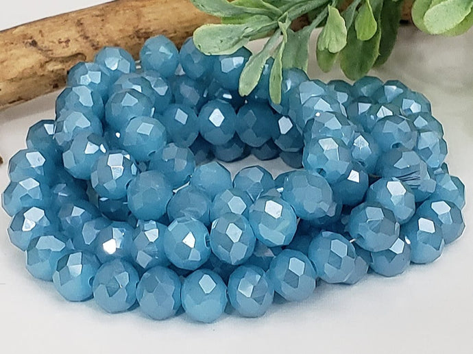 Cerulean - Super Shine Faceted Crystals  - 8x6mm - 16