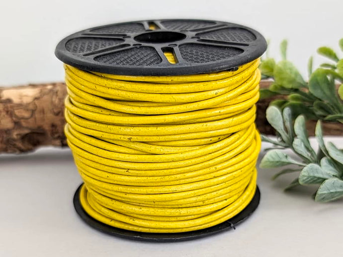 Canary Yellow - Genuine Leather Cord - 1yd #22