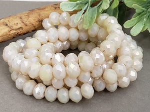 Mystic Antique White - Super Shine Faceted Crystals  - 8x6mm - 16" Strand