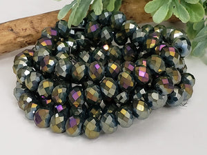 Mystic Midnight - Super Shine Faceted Crystals  - 8x6mm - 16" Strand