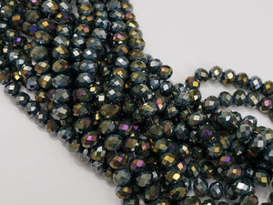 Mystic Midnight - Super Shine Faceted Crystals  - 8x6mm - 16" Strand
