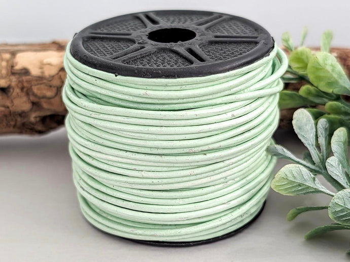 Mint Green - Genuine Leather Cord - 1yd #33
