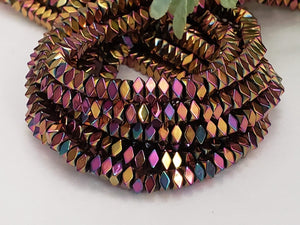 Metallic Gold Rainbow Diamond-Cut Hematite - 4mm - 16" strand