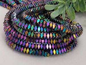 Metallic Rainbow Diamond-Cut Hematite - 4mm - 16" strand