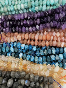 Faceted Citron Freeform Rondelles - 5" Strand