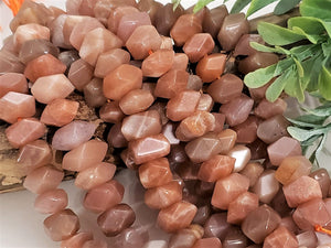 Faceted Sunstone Freeform Rondelles - 5" Strand