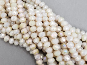 Mystic Antique White - Super Shine Faceted Crystals  - 8x6mm - 16" Strand