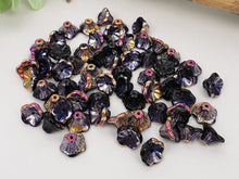 Load image into Gallery viewer, Jet Black Iris Czech Bell Flower - 7x5mm - 25pcs
