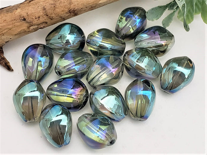 ** OVERSTOCK PRICE ** Mystic Moss Teardrop Crystal - 15x11mm - 12pcs
