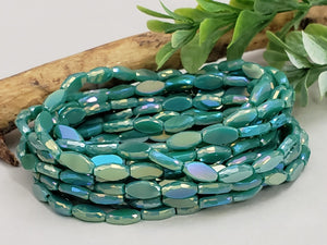 Mystic Teal Green - Super Shine Faceted Marquise Crystals  - 8x4mm - 18" Strand