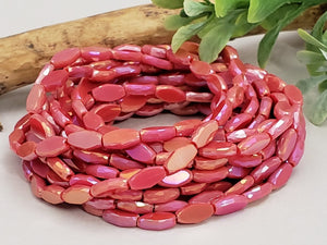 Mystic Coral Red - Super Shine Faceted Marquise Crystals  - 8x4mm - 18" Strand