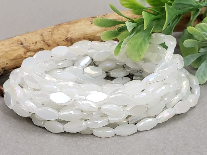 Mystic White - Super Shine Faceted Marquise Crystals  - 8x4mm - 18
