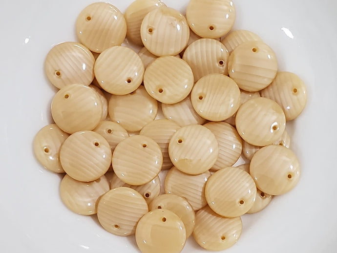 ** LIMITED QUANTITY ** Silk Beige Czech Lentils - 12mm - 10pcs