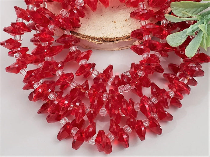 Lipstick Red - Top Drilled Rivoli Crystals - 8mm - 50pcs