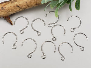 Silver Earwire Hooks - Vacum Plating Stainless Steel - 18x14mm - 10pcs