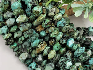 African Turquoise Faceted Freeform Rondelles - 5" Strand