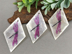 Dragonfly Print Capiz Shell - 50x30mm - 3pcs