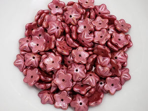 Silk Cherry Pink Czech Flower Cups - 10mm - 15pcs