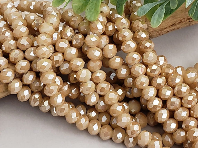 Beige - Super Shine Faceted Crystals - 6x4mm - 15