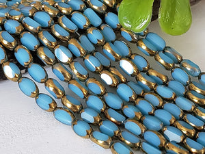 Opaque Cerulean Blue * Rectangle Crystals - 14" Full Strand