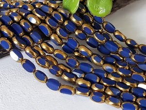 Egyptian Blue Bronze Faceted Rectangular Crystals - 14" Full Strand