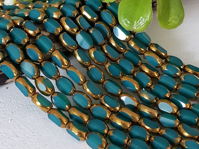 Deep Teal Bronze Faceted Rectangular Crystals - 14