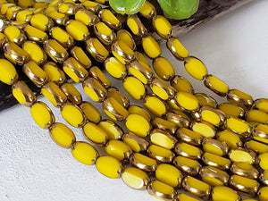 Canary Yellow Bronze Faceted Rectangular Crystals - 14" Full Strand