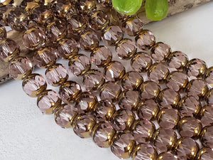 Translucent Lt.Rose Gold Edge - Faceted Cathedral Crystals - 8mm