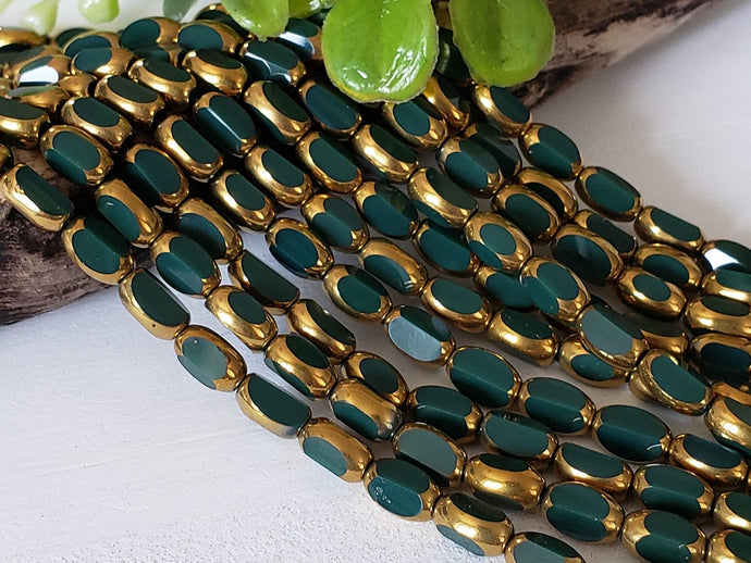 Pine Green Bronze Faceted Rectangular Crystals - 14
