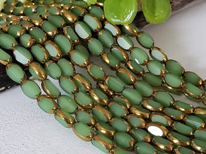 Jade Green Bronze Faceted Rectangular Crystals - 14" Full Strand