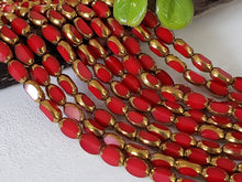 Load image into Gallery viewer, Lipstick Red Bronze Faceted Rectangular Crystals - 14&quot; Full Strand
