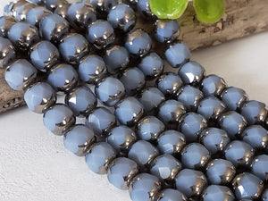Milky Periwinkle Silver Edge - Faceted Cathedral Crystals - 8mm