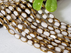 Antique White Bronze Faceted Rectangular Crystals - 14" Full Strand