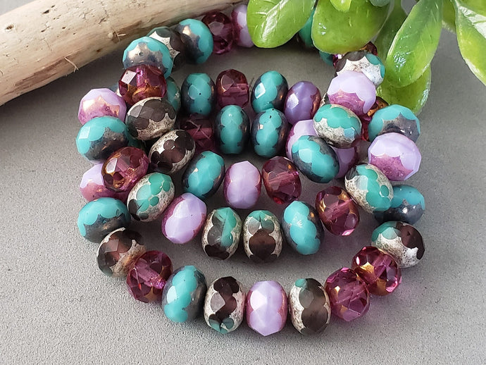 Mermaid - Czech Glass Rondelle Mix - 9x6mm - 20pcs