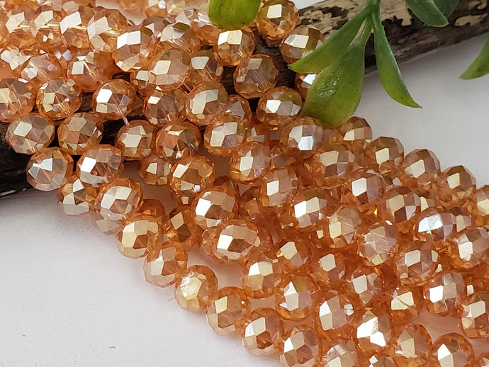 Faceted Champagne Crystal Rondelle - 8x6mm - 6