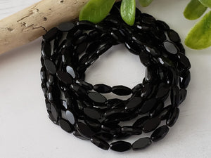 Black Faceted Marquise Crystals  - 8x4mm - 18" Strand