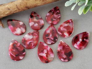 Marble Magenta Acrylic Teardrops - 25mm - 2pcs