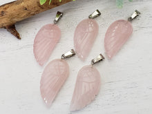 Charger l&#39;image dans la galerie, Natural Carved Angel Wings Rhodium Bail Gemstone Pendant
