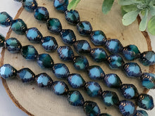 Load image into Gallery viewer, Opaque Blue Green - Etched Czech Bicone - 10x8mm - 10pcs
