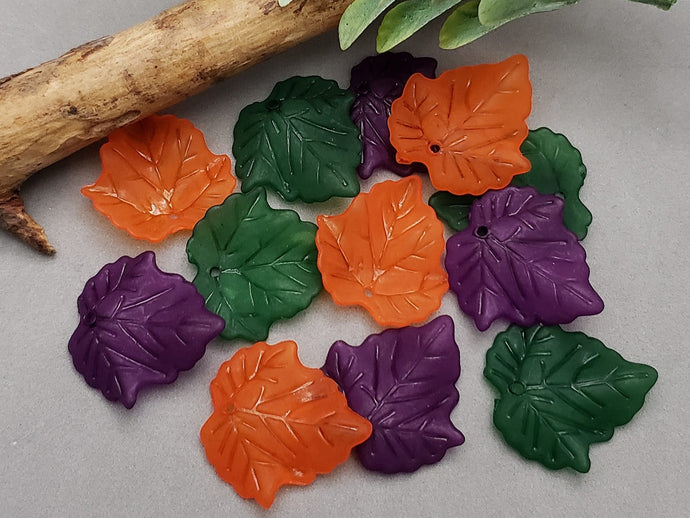 Lucite Leaf Charm Mix - 24x20mm - 12pcs