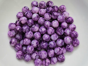 Mottled Purple Glass Beads - 8mm - approx 16" Strand/Loose Beads